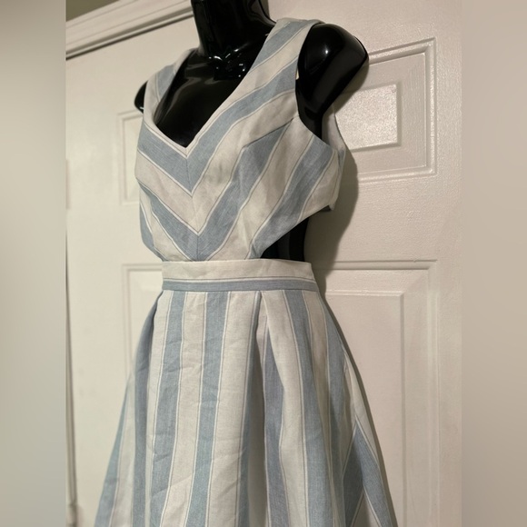THE CLOTHING COMPANY BLUE AND WHITE STRIPED HIGH LOW DRESS - Picture 7 of 13